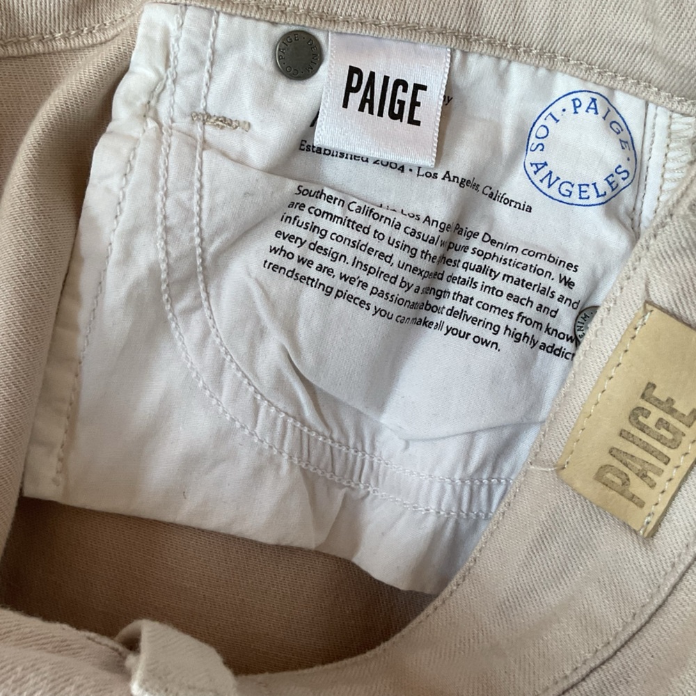 Paige Denim Cara Color Block Beige Ivory Ankle Zip Jeans Size 27 - Picture 7 of 10